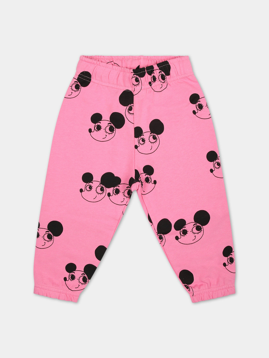 Pantaloni rosa per neonata con topolini